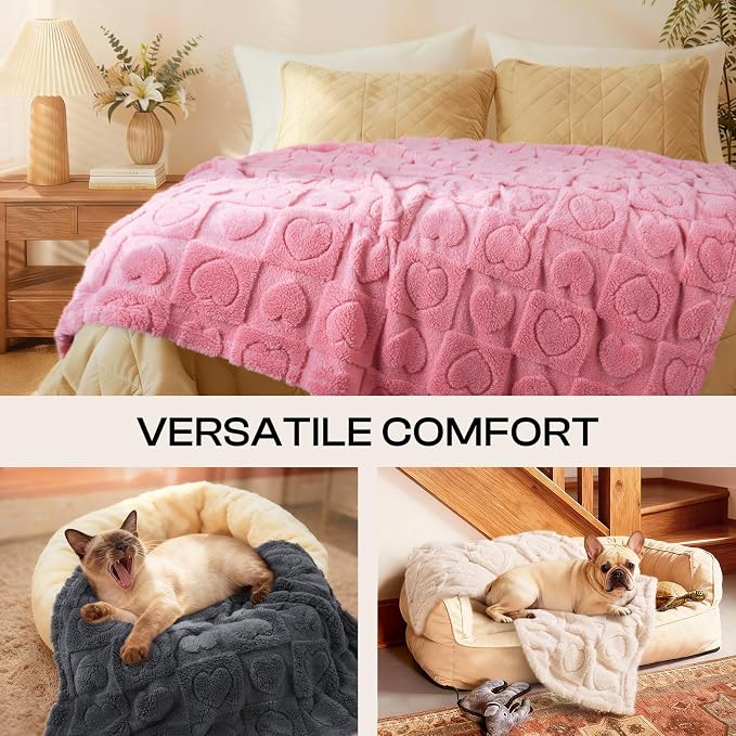 Luciphia Small Dog Blanket Washable Pet Bed Cover Soft Fluffy Puppy Blanket with Premium Fleece 300GSM Cozy Calming Cat Blankets for Indoor Cats Pink 30x20 inch | Pink Blanket Washable for Medium/Large Dogs, Cute Cover on Bed Couch Crate Car, Puppy Ess...