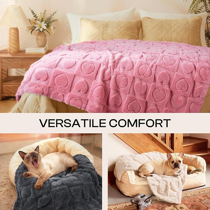 Luciphia 2 Pack Small Dog Blanket, Cozy Fleece Throw for Puppy Cat,57"x40" | Pink Blanket Washable for Medium/Large Dogs, Cute Cover on Bed Couch Crate Car, Puppy Essentials, Dog Gift,2PCs Pink