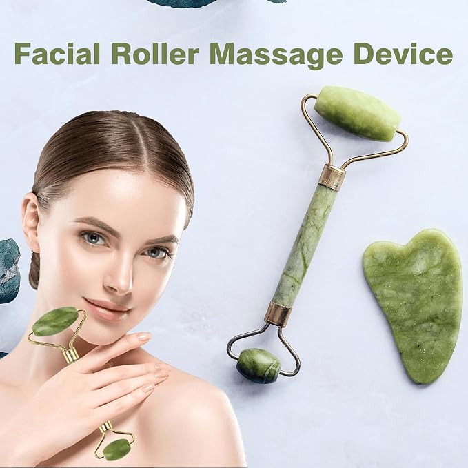 7-Piece Massage Kit – with DawnRise Therapy Massage Board - Jade Roller - Facial Tool - Wooden Bath Belt - Wooden Roller - Bath Brush & Canvas Bag for Full Body & Muscle Massage