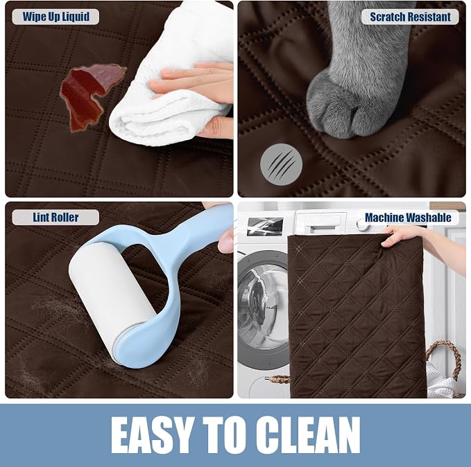 Smiry Waterproof Reversible Pet Couch Covers for Dogs | Pet Friendly, Soft Fabric, Washable Sofa Furniture Protector for Dogs Cat Kids, Checkered (40"x70", Chocolate/Chocolate)