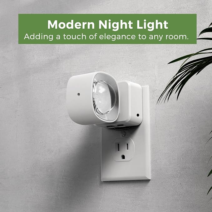 L LOHAS LED Night Light Projector, Night Lights Plug into Wall 3CCT | 2000K/3000K/5000K Adjustable Color Temperature Nightlight, Rotating White Nightlight with Light Sensor for Bathroom, Hallway