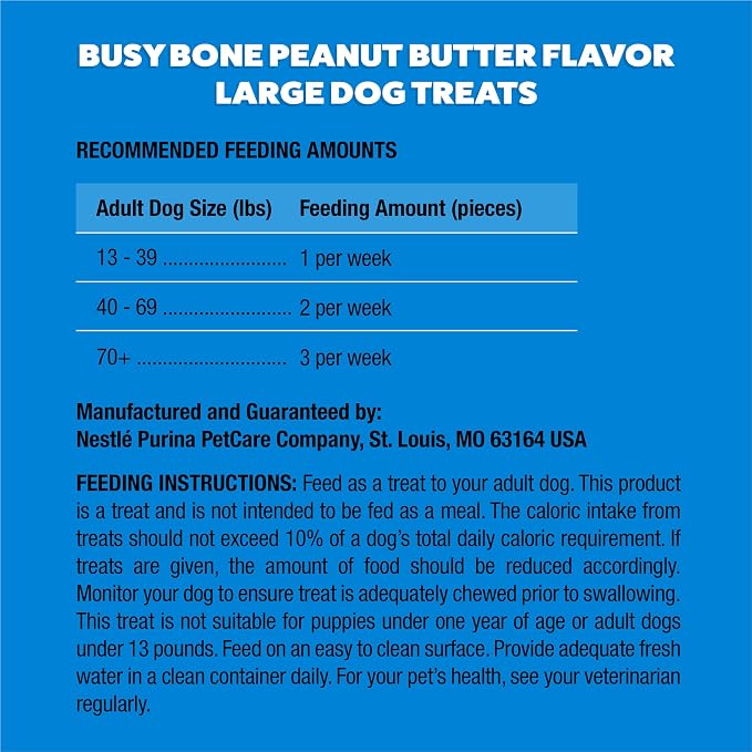 Purina Busy Bone Adult Dog Chew Bone Treats, Peanut Butter - 6 ct. Pouch