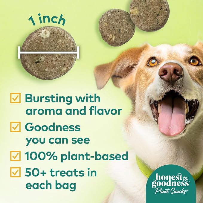 Honest to Goodness Plant Snacks Chamomile & Ginger Dog Treats, 8 oz | Crunchy, Plant-Based, Good Vibes Comforting Support, Enriched with Omega 3 Fatty Acids, Fortified with Postbiotics, USA Made