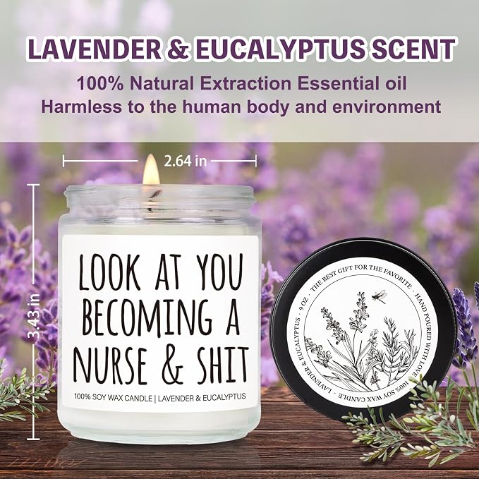 Nurse Candle Gifts for Women Men, Funny Nurses Week Nursing Graduation/Birthday Thanksgiving Candles Gifts - Look at You Becoming a Nurse and sh t Candle, Cool LPN RN Candles Gift for nurses-71