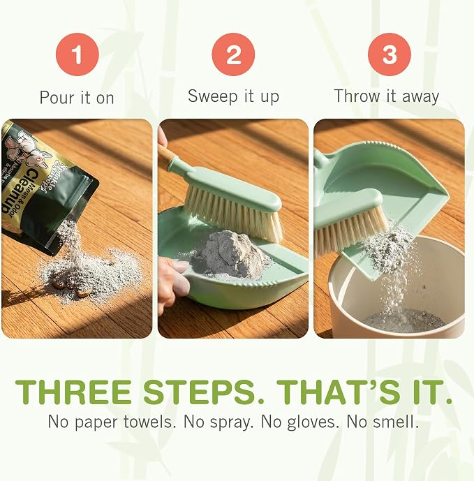 Sprinkle & Sweep: Pet Mess & Odor Cleanup - 4 Pack, 15oz Bags - Dog Accident Clumping Powder, Remove Pee-Poo-Vomit From Hard Surfaces, Ultra-Absorbent