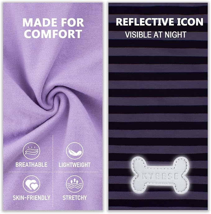 KYEESE 2Pack Cotton Dog Shirt for Small Dogs Soft Striped Tank Top | Reflective for Safety, Lightweight & Breathable, Gentle on Sensitive Skin, Stretchy & Free to Move, Comfortable Daily Wear