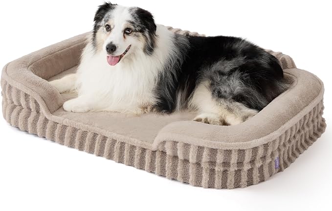 LE SURE Cute Cozy High Back Orthopedic XL Dog Bed with Sides,42" Hazel | Waterproof Pet Bed with Sides, Aesthetic Comfy Egg-Crate Foam Pet Couch Sofa, Removable Washable Cover, Non-Slip Bottom