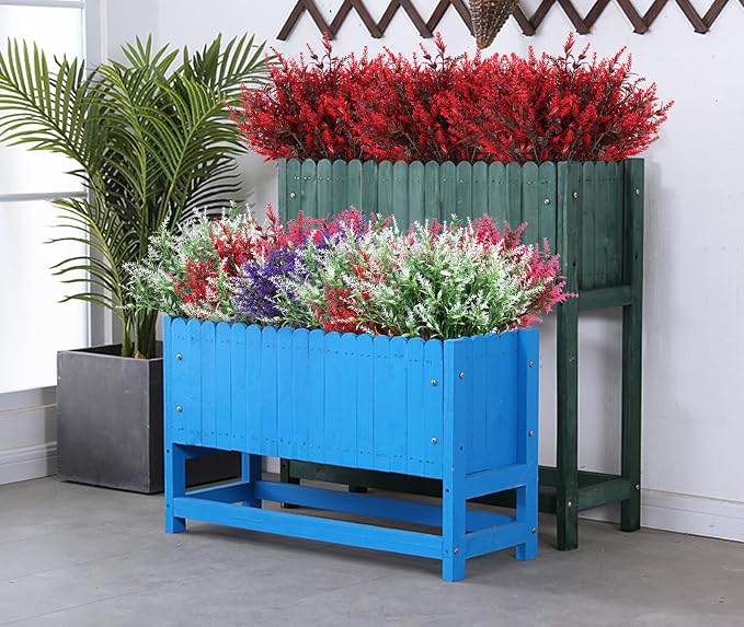 RECUTMS Spring Fall Decoration,Fake Greenery,Artificial Red Flowers Outdoor | 36 Pcs Fake Lavender Plants Indoor UV Resistant Plastic Faux Bouquets for Outdoors Home Garden Porch Thanksgiving Decorations