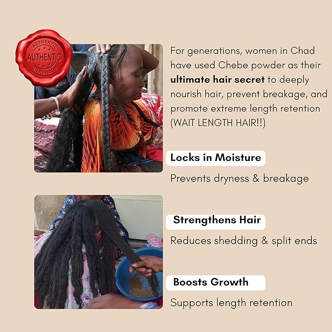 Original Chebe Castor Hair Growth Oil (4oz) – Nourishing & Moisturizing Hair Treatment for Thicker-Looking Hair – Infused with Black Seed, Clove & Rosemary – Authentic Chebe for All Hair Types