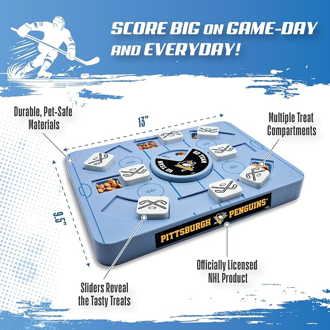 Pets First NHL Pittsburgh Penguins Large Puzzle Toy, New Size, Interactive Dog Treat & Slow Feeding Toy