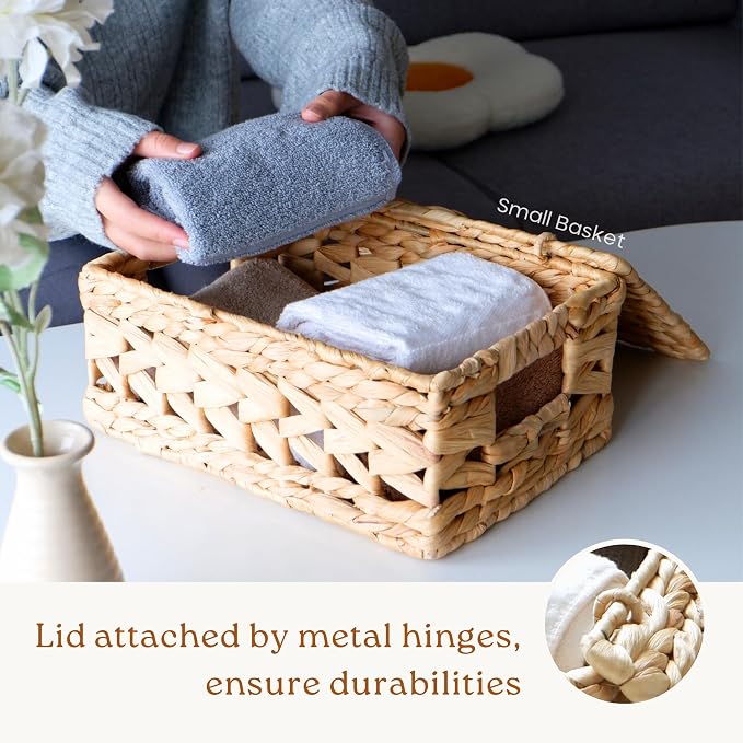 11.8", 8" Decorative Boxes with Lids, Capiz Shells Checkered Decorative Storage Boxes for Home Décor, Memory Box Keepsake Box for Photos, Letters, Accessories, Set of 2 (Natural)