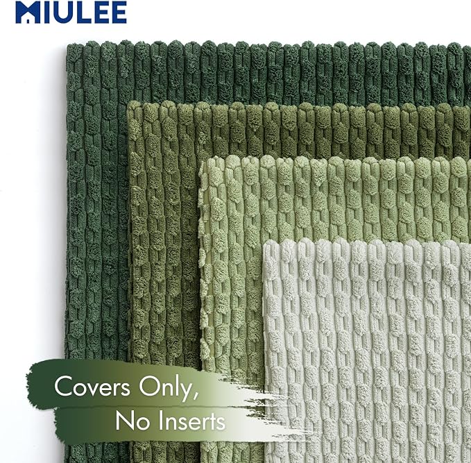 MIULEE Spring Sage Green Decorative Throw Pillow Covers for Couch Sofa Living Room Set of 4 Boho Gradient Cushion Covers Corduroy Rustic Fun Pillowcases Farmhouse Home Decor 20x20 Inch Forest Green