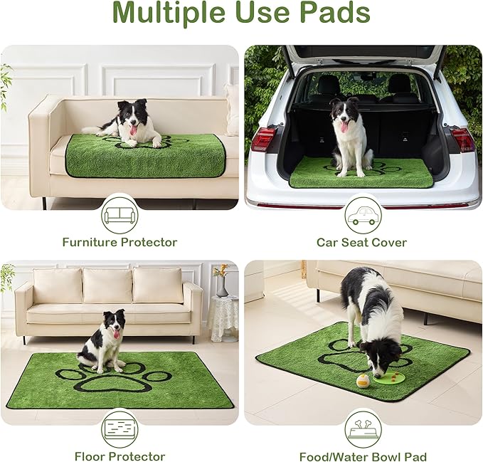 Reusable Dog Pee Pads, Washable Puppy Pads, Leak-Proof 48"x48" 2 Pack | Super Absorbent And Non-Slip Potty Training Pads, Soft Paw Print Plush Design, Ideal For Crates, Couch, Car Seats & Pet Beds