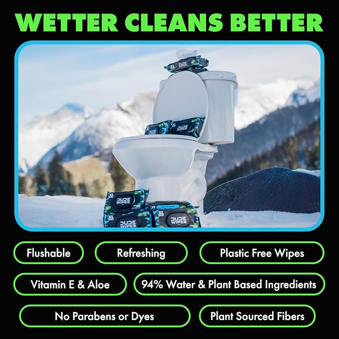 DUDE Wipes MentHOLE XXtreme Flushable Wipes - Menthol Infused Extra-Large Adult Wet Wipes - 3 Pack (144 Count) - Infused with Menthol for a Cooling Sensation - Septic and Sewer Safe