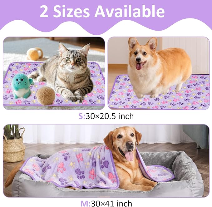 Dog Blankets for Medium Dogs, Cat, Premium Soft Dog Blankets for Small Dog | Washable, Puppy Blanket Dogs Essentials for Puppies (1, Purple, 41" x 30")