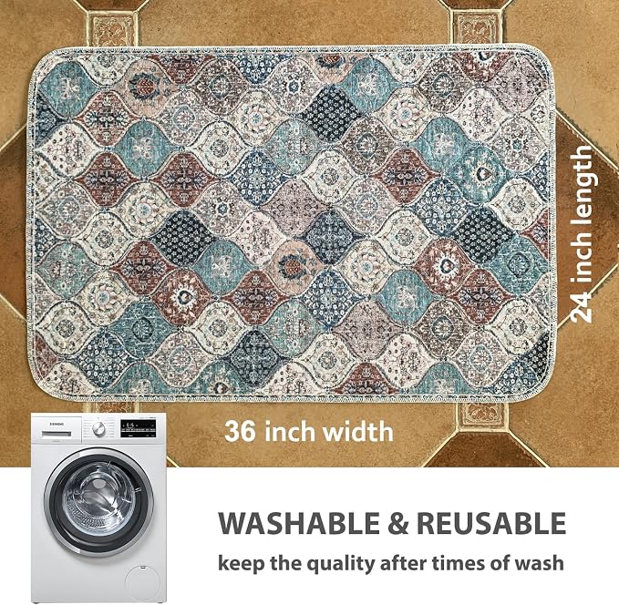 nunubaby Washable Pee Pads for Dogs, Stylish, Non-Slip and Leak-Proof Pee Pads. Reusable Potty Pads for Dogs for Crates and Floors.(Dark Red/Multi,24" x36" )