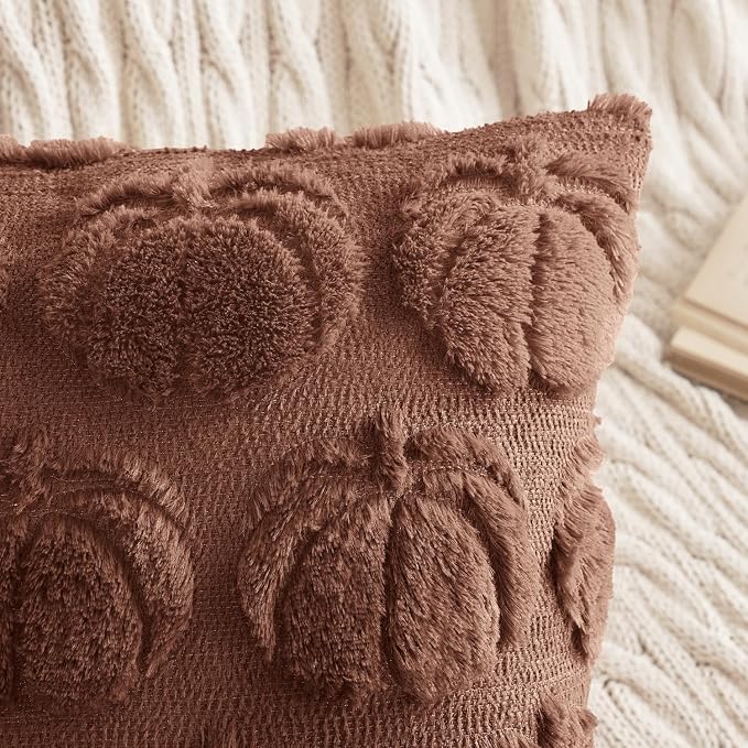 MIULEE Fall Pillow Covers Pumpkin Fall Decor 20x20 Autumn Glaze | Set of 2 Fall Decorations for Home, Plush Faux Fur Farmhouse Accent Pillowcases, Porch Sofa Couch Cushion Bed Livingroom