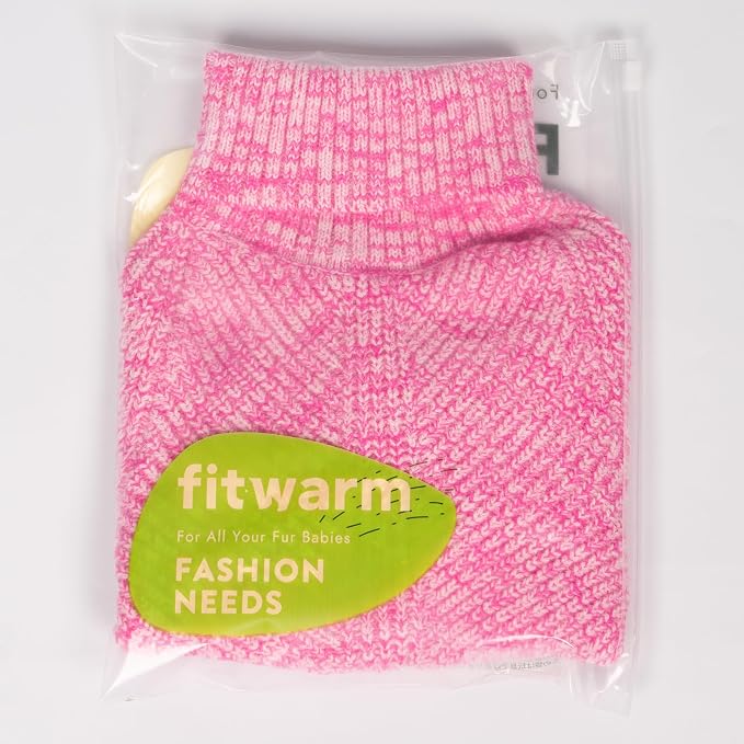 Fitwarm Knitted Turtleneck Dog Sweater, Cozy Dog Winter Clothes for Small Dogs Girl, Holiday Pet Outfit, Heather Pink, XL