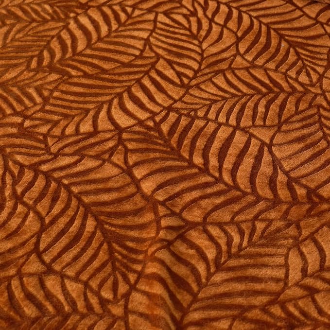 Super Soft Flannel Fall Throw Blanket, 50 x 60 Inches, Caramel | Lightweight Cozy Warm Leaves Textured Plush Fleece Blanket for Bed Couch Sofa