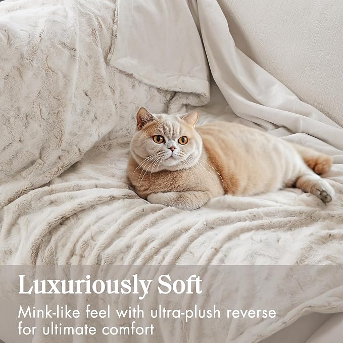 Madison Park Zuri Faux Fur Reversible Throw Blanket, 50 x 60, Snow Leopard | Oversized Soft Plush, Luxury, Animal Stripes, Mink Reverse, Modern, All Season, for Bed Sofa Couch, OEKO-TEX Certified