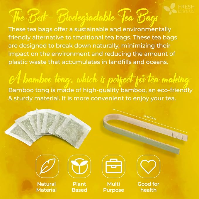 FreshDrinkUS, Premium 40 Mullein Leaf Tea Bags For Lung, 100% Natural & Pure from Mullein Leaves. Loose Leaf Mullein Herbal Tea. Made with Natural Material Tea Bags. No Sugar, No Caffeine, No Gluten, Vegan.