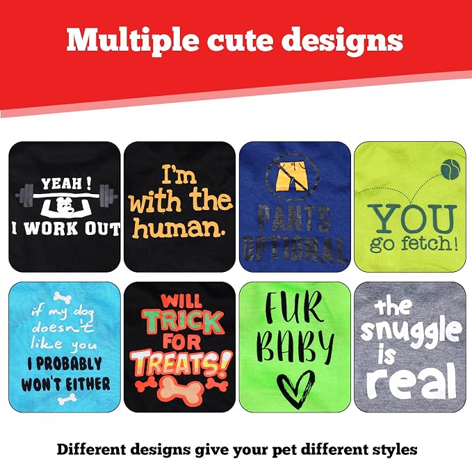 hoyuwak 8 Pieces Pet Shirts Funny Dog Printed Clothes Dog Sleeveless Vests | Breathable Cool Puppy Clothes Dog Outfit for Summer