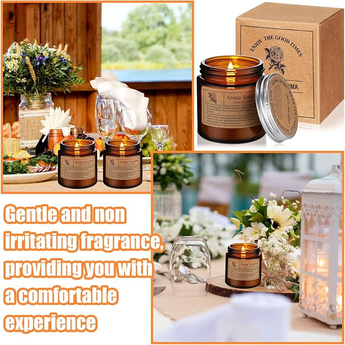 Threlaco 6 Pcs Christmas Soy Candles for Women Gift Bulk Soy Scented Wax Aromatherapy Candles for Women Home Long Lasting Candle Gifts Set in Glass Jar Xmas Gift Birthday Coworker Employee Anniversary
