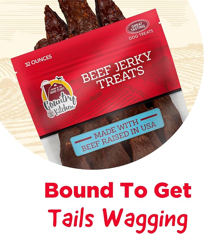 Country Kitchen Beef Jerky Tender Dog Treats, High Protein, 32 oz | Quality Ingredients Made with Real Beef, Low Fat, No Artificial Colors