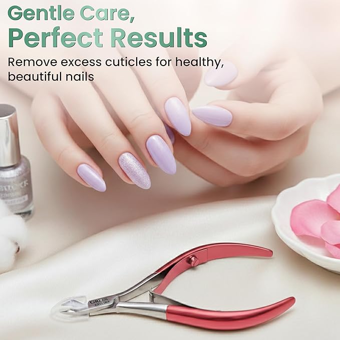 Professional Premium Cuticle Trimmer Stainless Steel Cuticle Nippers with Sharp 1/4 Jaw Blades Cuticle Clippers Double Spring Manicure Pedicure Nail Cuticle Remover Tool (Premium Red)