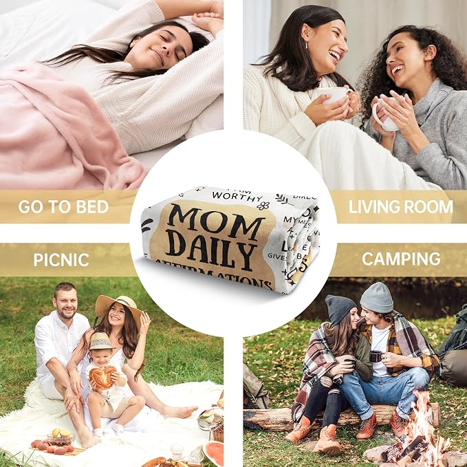 BaubleDazz New Mom Gifts Blanket, Mom Daily Affirmations(80" x 60") | Postpartum Pregnancy Gifts for First Time Moms, Mommy to Be, Mama, New Mom Essentials, Birthday Gifts for Mom