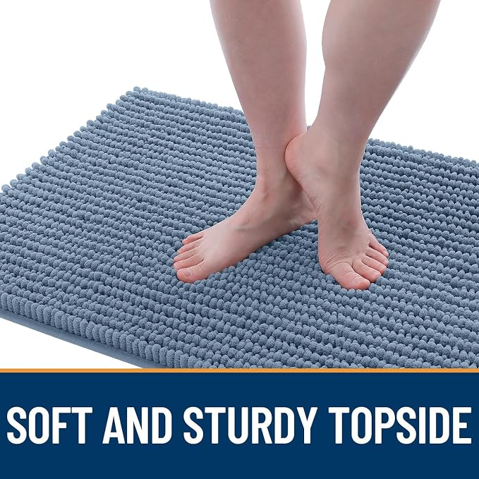 OLANLY Dog Door Mat for Muddy Paws 70x46, Extra Absorbent Chenille Mud Mat | Airy Blue, Absorbs Moisture and Dirt, Non-Slip Machine Washable Doormat, Quick-Drying Indoor Entryway Floor Mat for Dogs