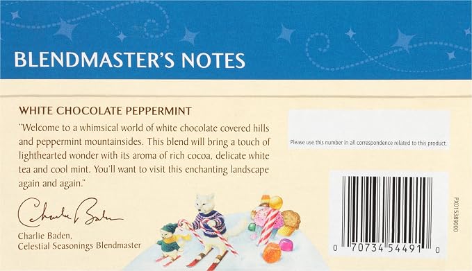 Celestial Seasonings White Chocolate Peppermint White Tea Bags, Great For Stocking Stuffer, 20 tea bags (Pack of 2)
