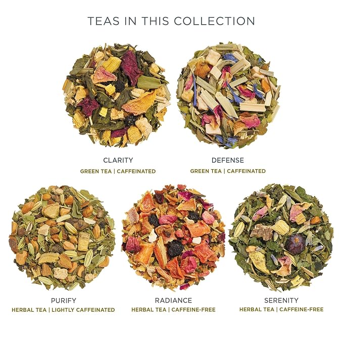 Tea Forte Single Steeps Loose Leaf Tea Sampler, Assorted Variety Tea Box, 15 Single Serve Pouches, Wellbeing