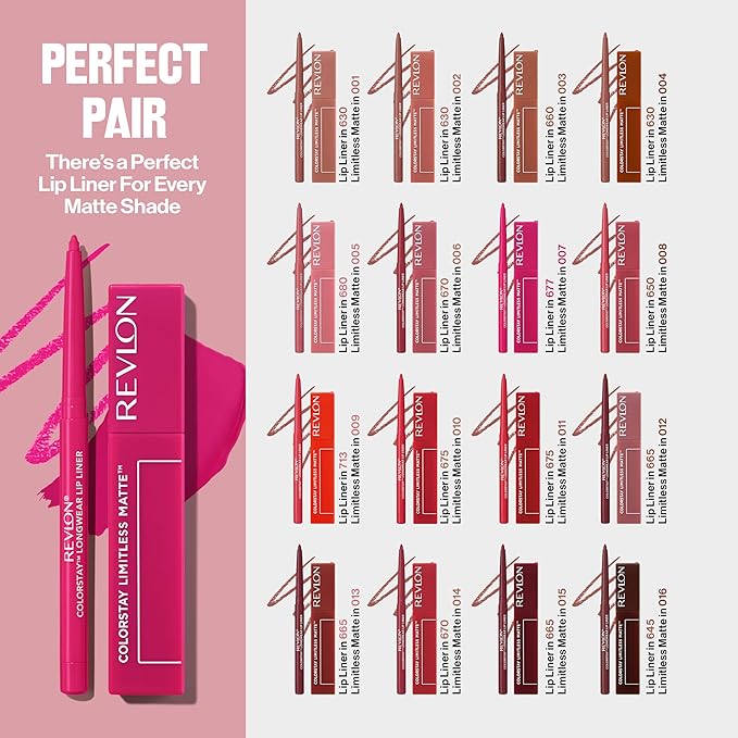 Revlon ColorStay Limitless Matte Liquid Lipstick, Vegan Formula, No-Budge, Longwear Lip Color, Long Lasting, Lightweight/Comfortable, Waterproof, 008 Stir Me Up, 0.17 fl oz