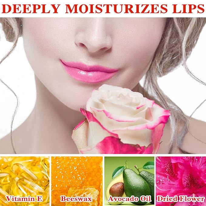2 Pack Crystal Jelly Flower Lipstick,Magic Temperature Color Change Lip Gloss Lip Stick PH Clear Magic Lipstick Long Lasting Nutritious Moisturizing Lip Balm（Set B）