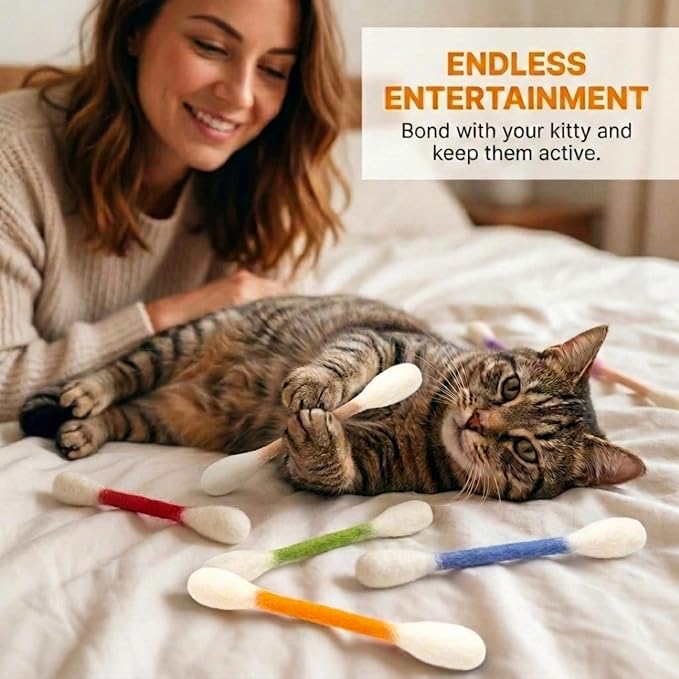 Glaciart One Swabs Cat Toys with Catnip - 6 Pk | Durable for Chew, Cute Cat Toys Interactive Kitty for Boredom, Exercise, & Play | Filled w/Organic Catnip for Anxiety & as Digestive Aid | Gift Idea