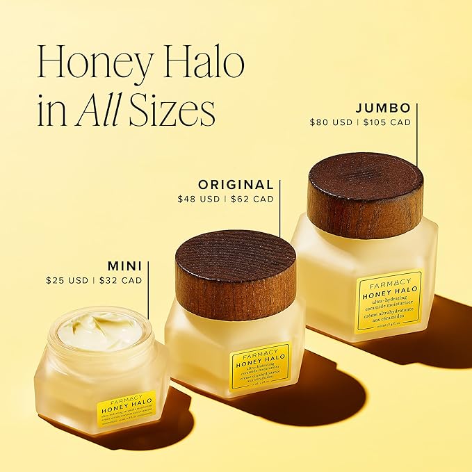 Farmacy Ceramide Face Moisturizer - Honey Halo Hydrating Facial Moisturizer for Dry Skin - Plumps, Soothes + Restores Skin with Potent Ceramides + Buckwheat Honey for a Dewy, Healthy Glow (25ml)