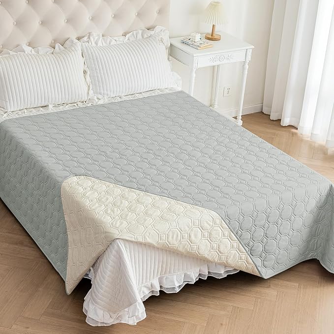 ZNSAYOTX Ultimate Cozy Blankets (82"x102") 100% Waterproof Bed Mat Blanket for Dog Pets, Couch Sofa Protector with Non-Slip Back Washable Durable, Pee Scratch Proof Easy to Clean (Light Grey)