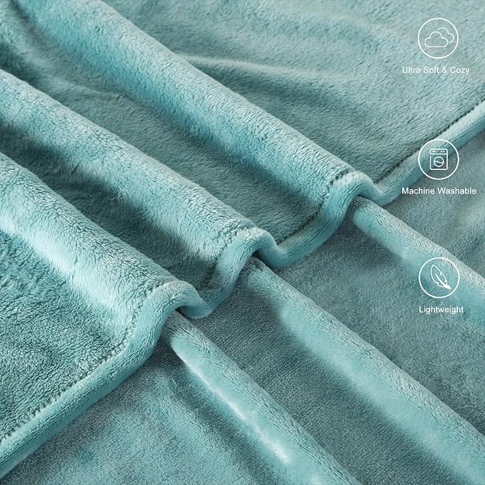 TASTHROW Bluishgreen Throw Blanket 50x60 Inches | Soft Plush Cozy Fleece Flannel Throw Blanket, Lightweight Warm Throws for Bed, Couch, Bedroom and Living Room, All Seasons