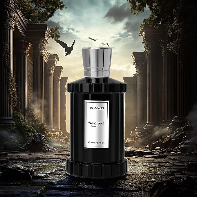 ROMASS Valor's Path Unisex Eau de Parfum Spray - 3.4oz/100ml, Citrus Pineapple & Rose Oud Wood Perfume, Fresh Summer Scent for Men Women