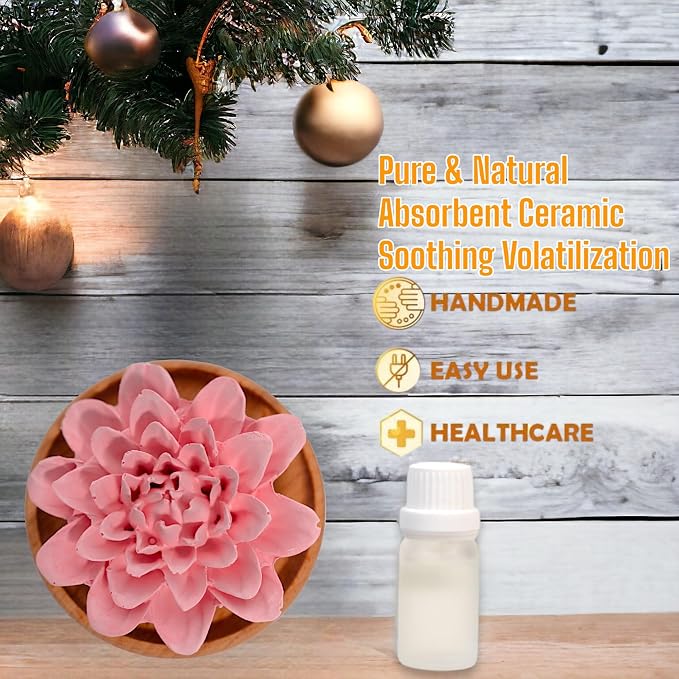 SINT Aroma Diffuser Diatomite Peony Flower | Essential Oil Diffuser with Aromatherapy Fragrant Oil | Diffusers for Home, Oil Diffuser, Room Décor | Pink, Fig Fragrance 10 ML