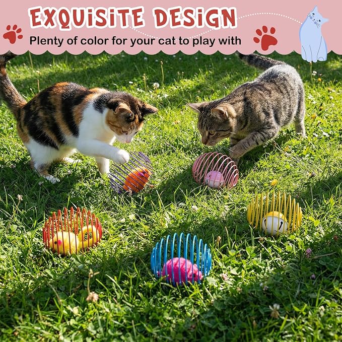 Jecery 5 Pcs Cat Toys Spring,Mouse and Bell,Multicolor