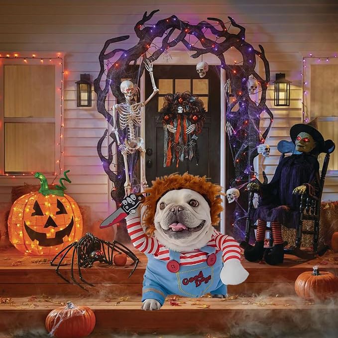 Pet Halloween Costume, Dog Funny Costume Halloween Cosplay Outfits Cute Clothes Adjustable Party Dress Up Apparel Accessories for Small Medium Large Dogs (Medium)