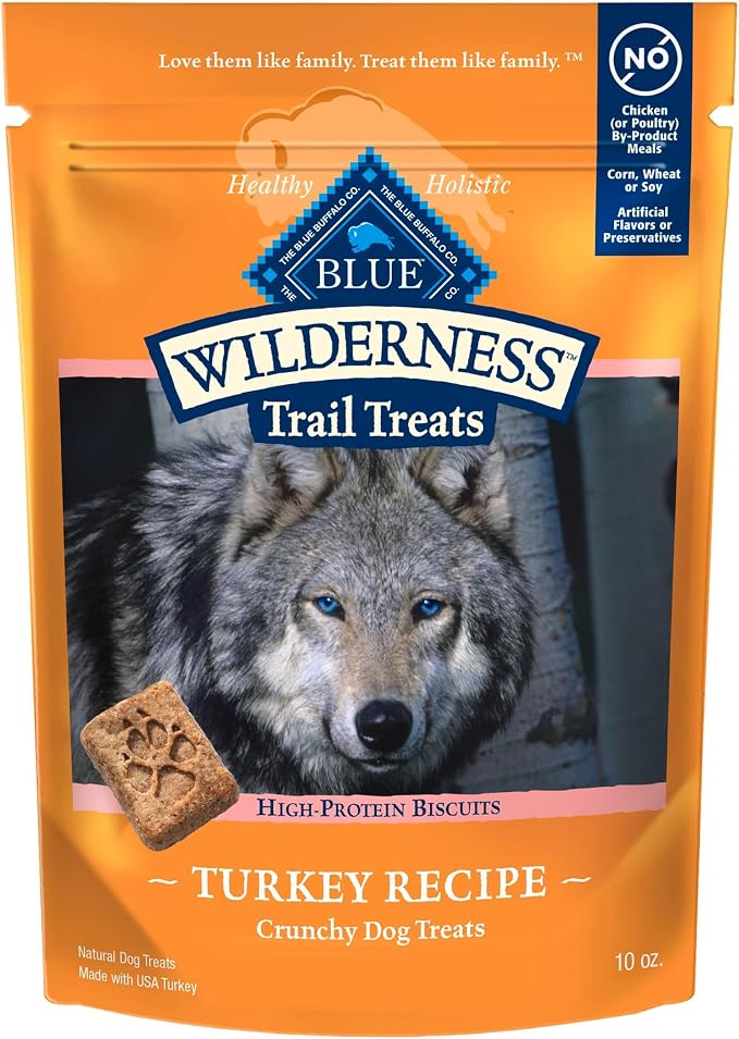 Blue Buffalo Wilderness Turkey Crunchy Dog Biscuits, Grain-Free, 10 oz | Real Turkey #1 Ingredient, Crunchy Biscuits, High Protein Nutrition, No Artificial Preservatives