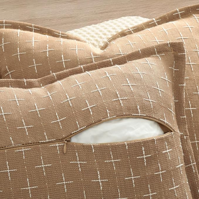 Throw Pillow Pillow Covers 26x26 Set of 2 Soft Polyester Textured Pillow Covers with Stylish Flange Edge Cozy Farmhouse Throw Pillows for Couch Bed Sofa Living Room