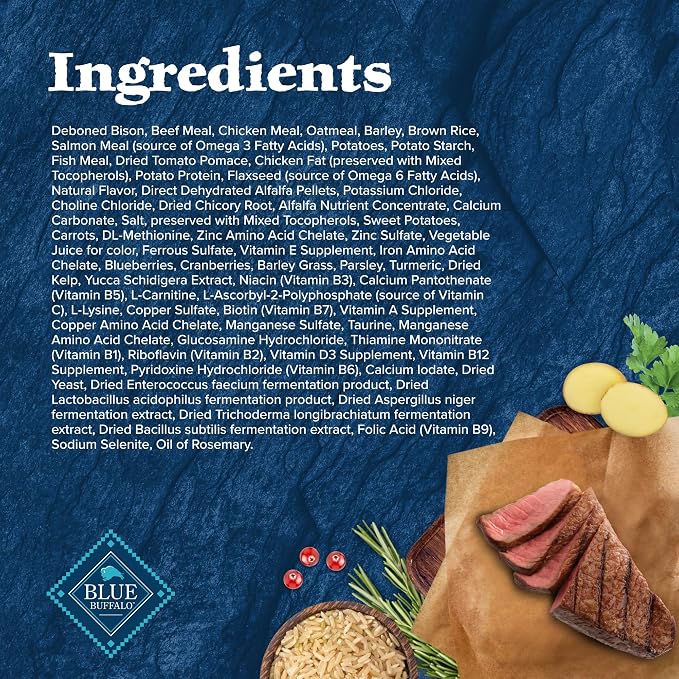 Blue Buffalo Wilderness Rocky Mountain Recipe Bison Dry Dog Food, 28 lb | 31g Protein, Real Bison #1 Ingredient, Wholesome Grains, Antioxidant-Rich Fruits & Veggies, High Protein to Fuel Adventures