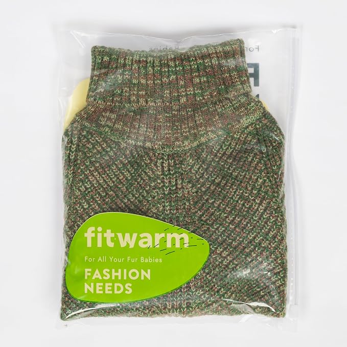 Fitwarm Knitted Turtleneck Dog Sweater, Thermal Dog Winter Clothes for Small Dogs Boy Girl, Holiday Pet Outfit, Heather Green, Large