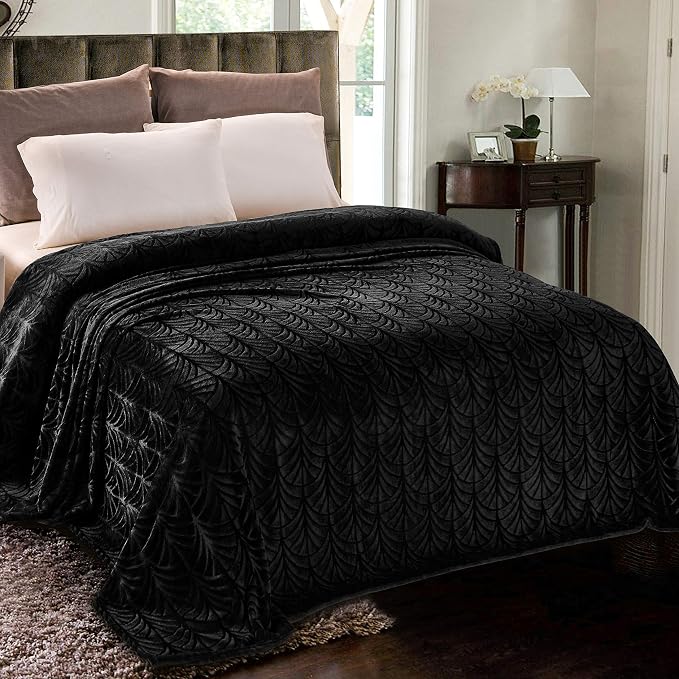 Whale Flotilla Soft Flannel Fleece Twin Size Blanket for Bed, Black | Cozy Lightweight Breathable Coverlet, Plush Fluffy Bedspread, Vintage Pattern Decorative Blanket for Dorm, All Season 60"x80"