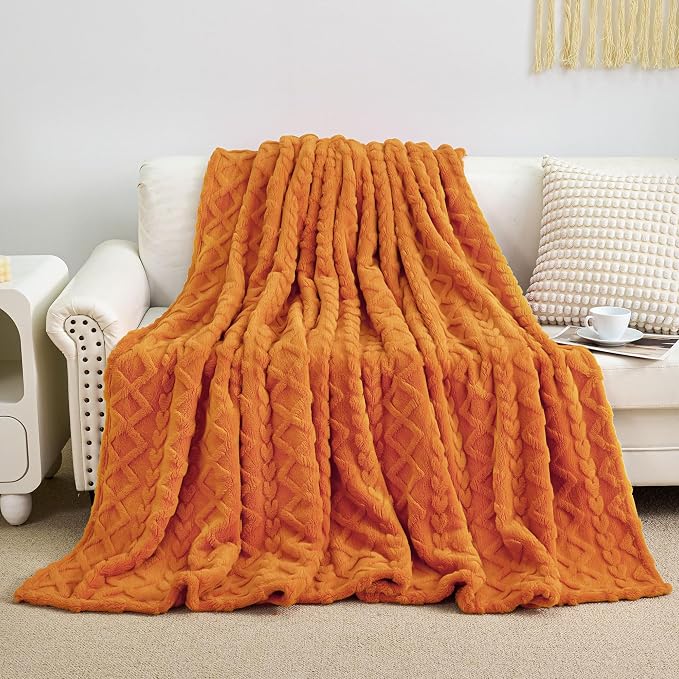 Aganear Fleece Throw Blanket for Couch,Fall Boho Blankets,50"x60" Orange | Lightweight Fuzzy Throw,Warm Gift for Women,Christmas,Housewarming,Soft Aesthetic Home Decor for Bedroom Sofa,All-Season Use