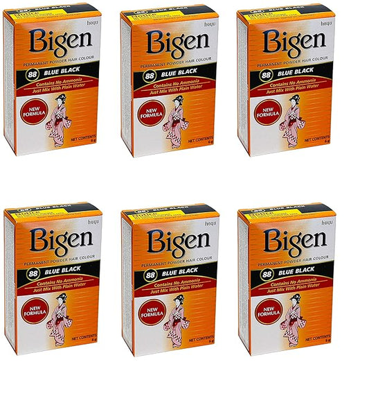 Bigen Powder Hair Color #88 Blue Black (6 Pack)